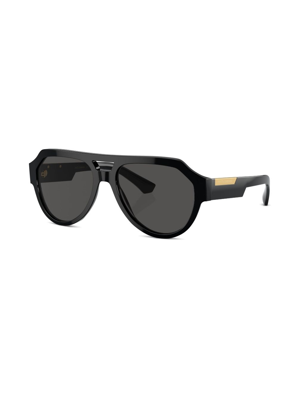 Shop Dolce & Gabbana Logo-plaque Pilot-frame Sunglasses In Black