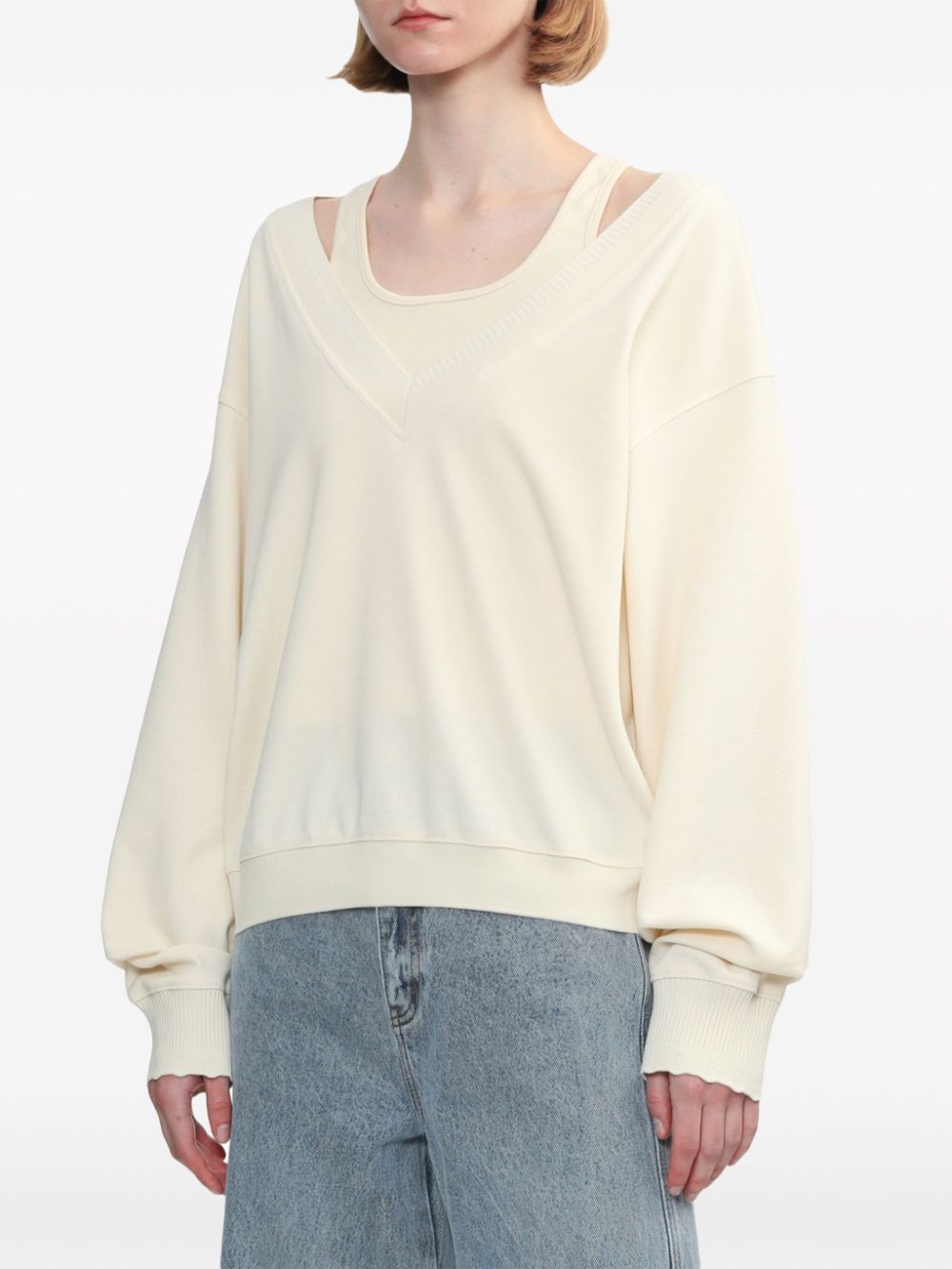 Shop Tout A Coup Drop-shoulder Layered Sweatshirt In White