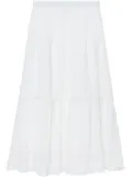 tout a coup ruffle-detail tiered midi skirt - White