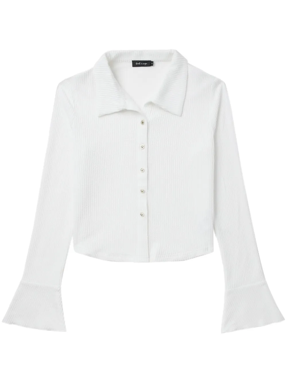 Tout a coup Seersucker blouse met lange mouwen Wit