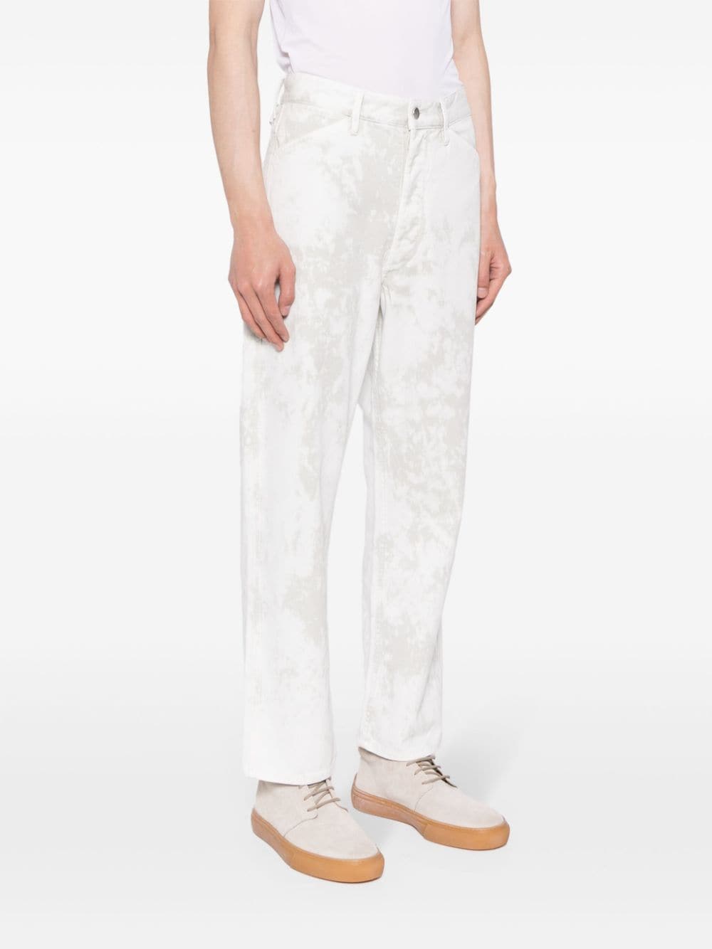 Shop Lemaire Bleached-effect Cropped Jeans In White