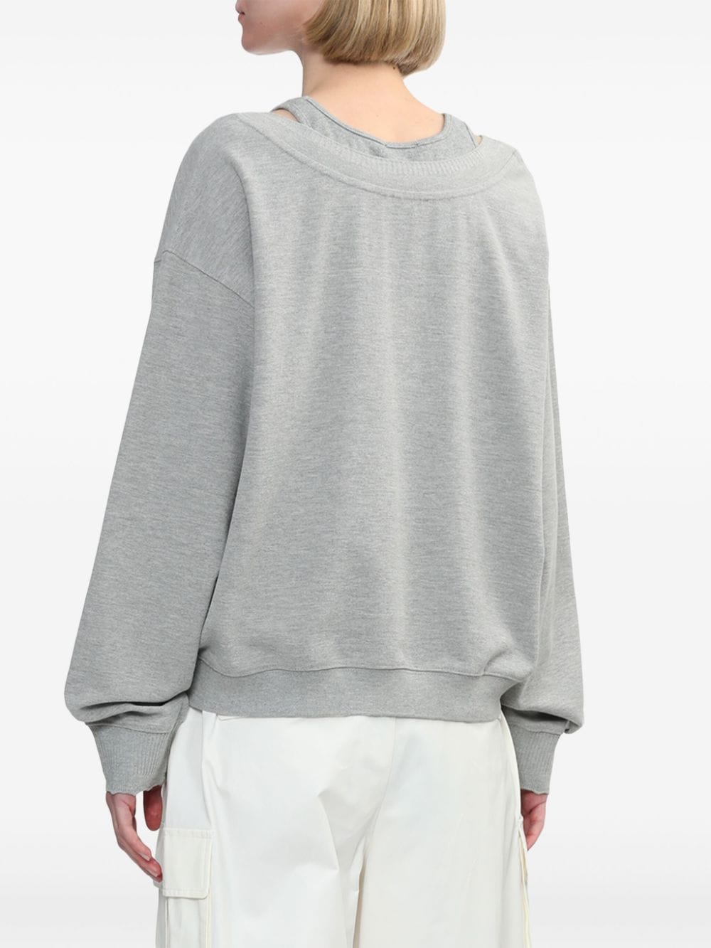 Shop Tout A Coup Drop-shoulder Layered Sweatshirt In Grey