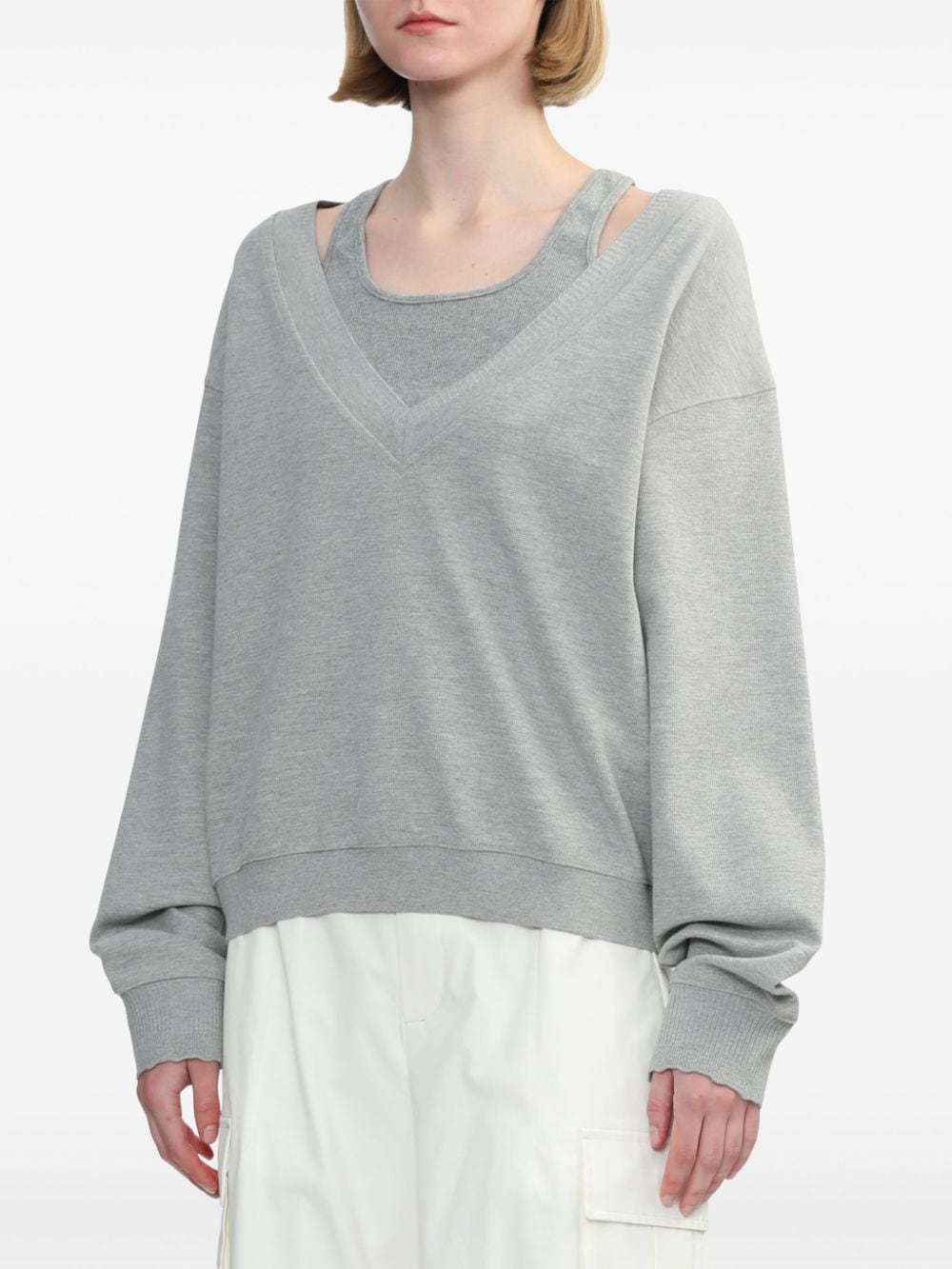 Shop Tout A Coup Drop-shoulder Layered Sweatshirt In Grey