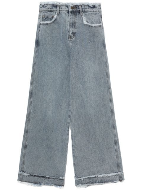 tout a coup frayed wide-leg jeans