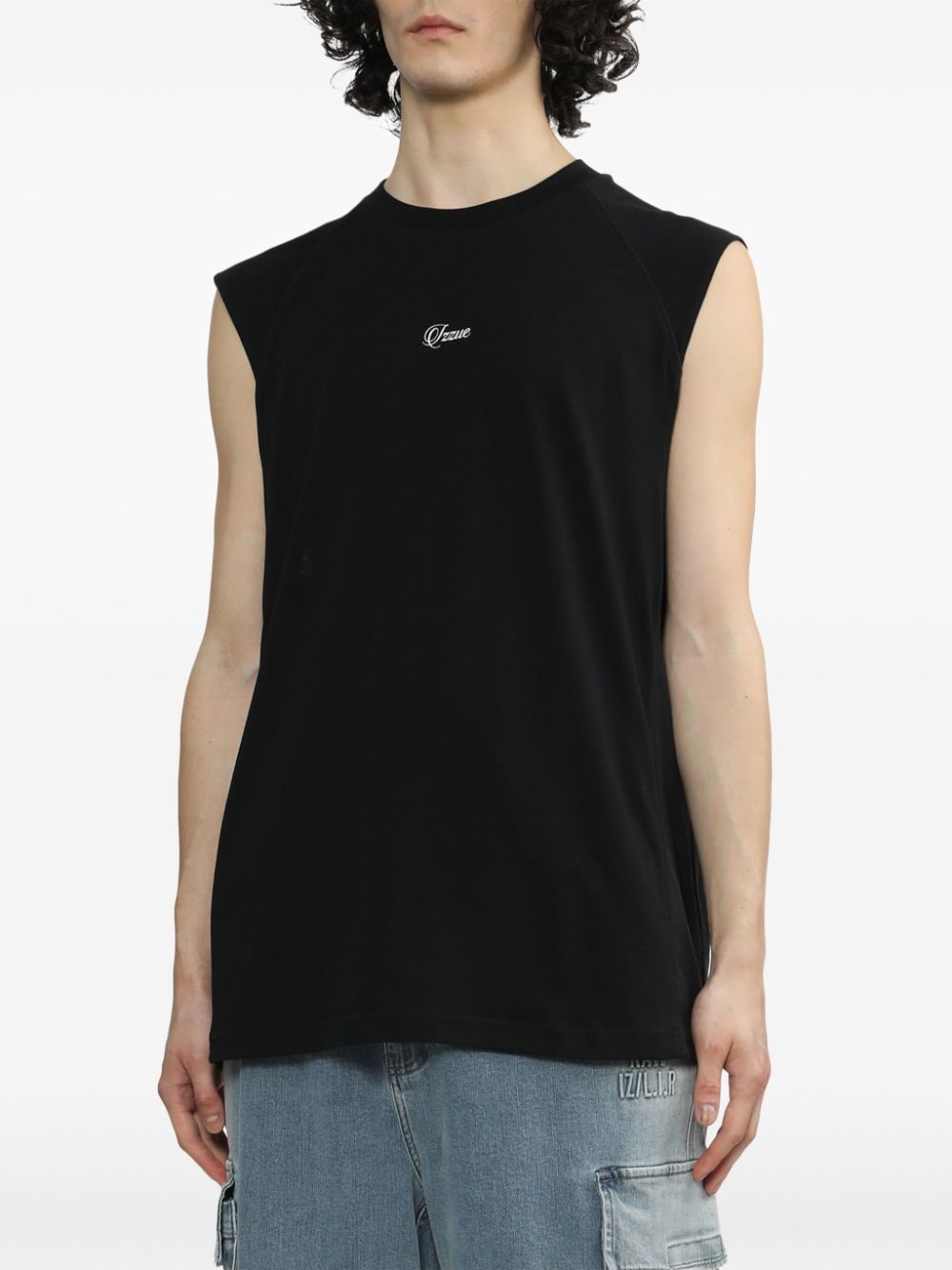 Shop Izzue Logo-print Cotton Vest In Black