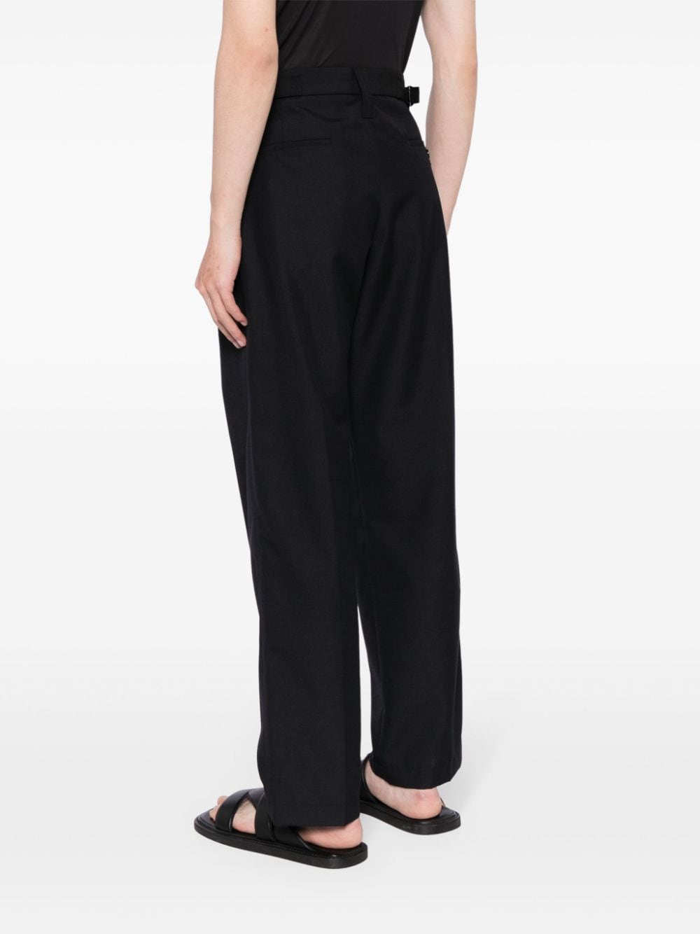 Shop Lemaire Pleat-detailing Straight-leg Trousers In Black