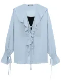 tout a coup lace-up ruffled blouse - Blue