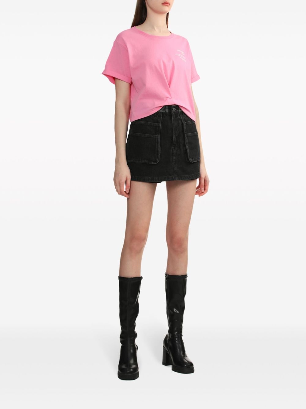 Shop Izzue Pleat-detail Cotton T-shirt In Pink