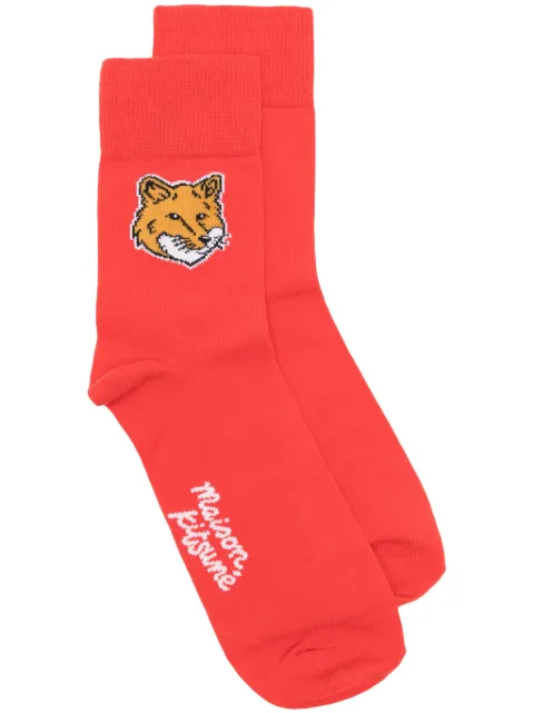 Maison Kitsuné Fox Head logo-intarsia socks
