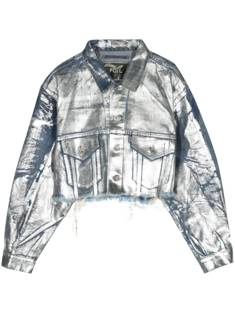 Doublet foiled cropped denim jacket
