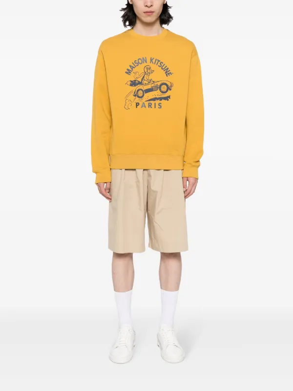 Maison Kitsuné Racing Fox Cotton Sweatshirt | Yellow | FARFETCH