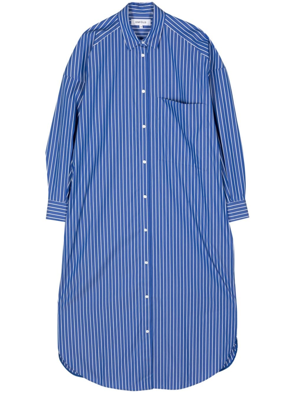 Enföld Long Striped Cotton-blend Shirt Dress In Blau