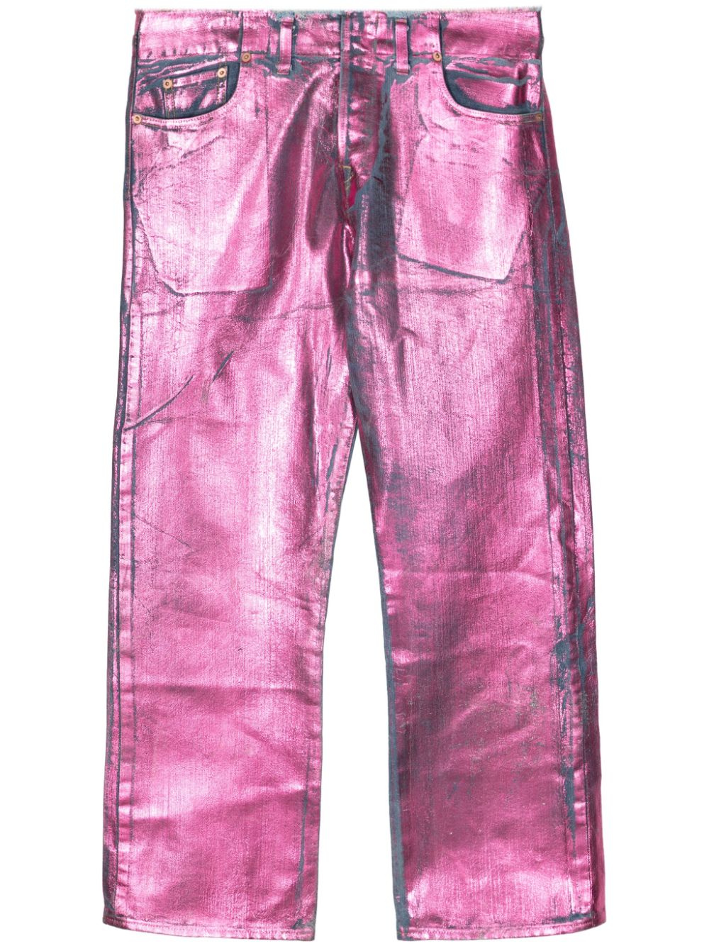 Doublet Foiled-finish Straight-leg Jeans In Pink