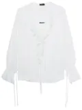 tout a coup lace-up ruffled blouse - White