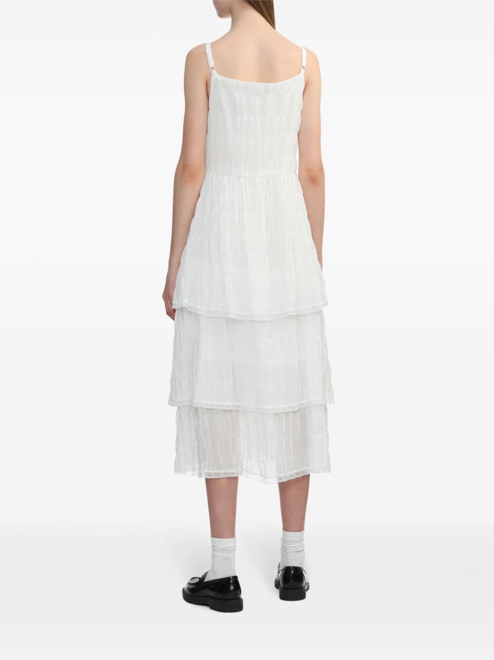 Shop Tout A Coup Layered-skirt Midi Dress In White