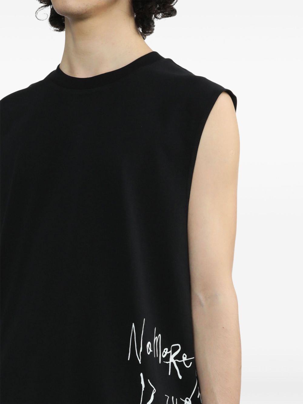 Shop Izzue Graphic-print Cotton Vest In Black