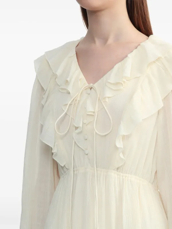 tout a coup ruffle detail midi dress women Rayon Polyamide M Neutrals