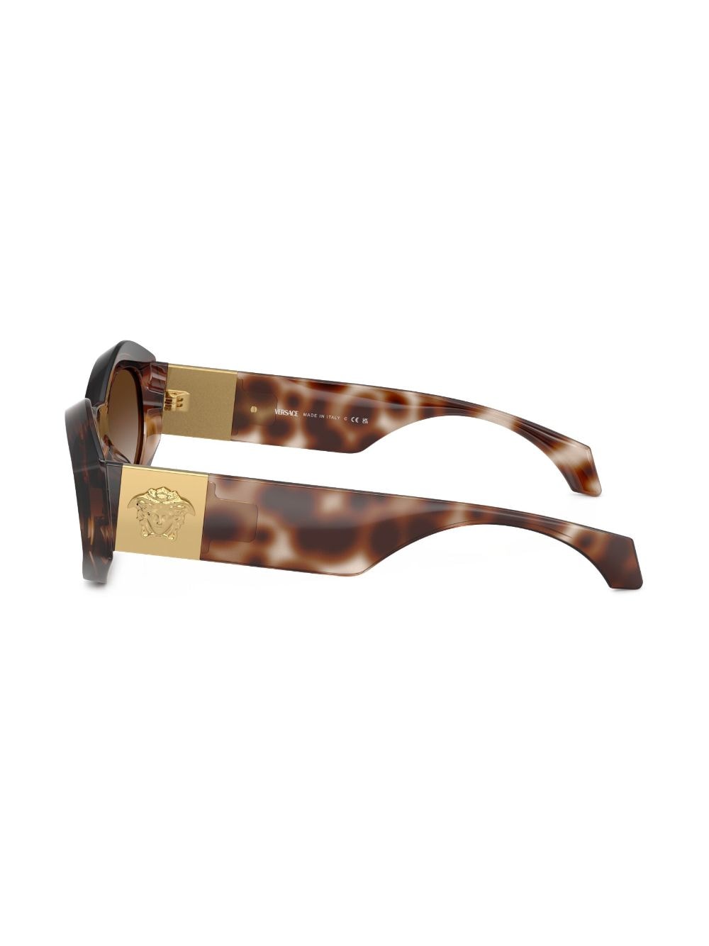 Shop Versace Medusa-plaque Oval-frame Sunglasses In Brown