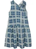 STORY mfg. checkered cotton-linen blend dress - Blue