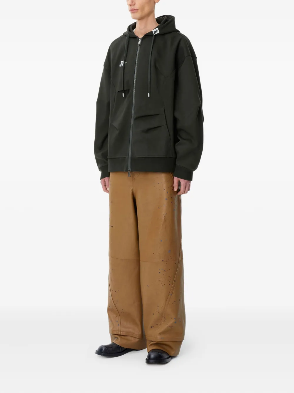 Ader Error Zip-up Hooded Sweatshirt In Gray