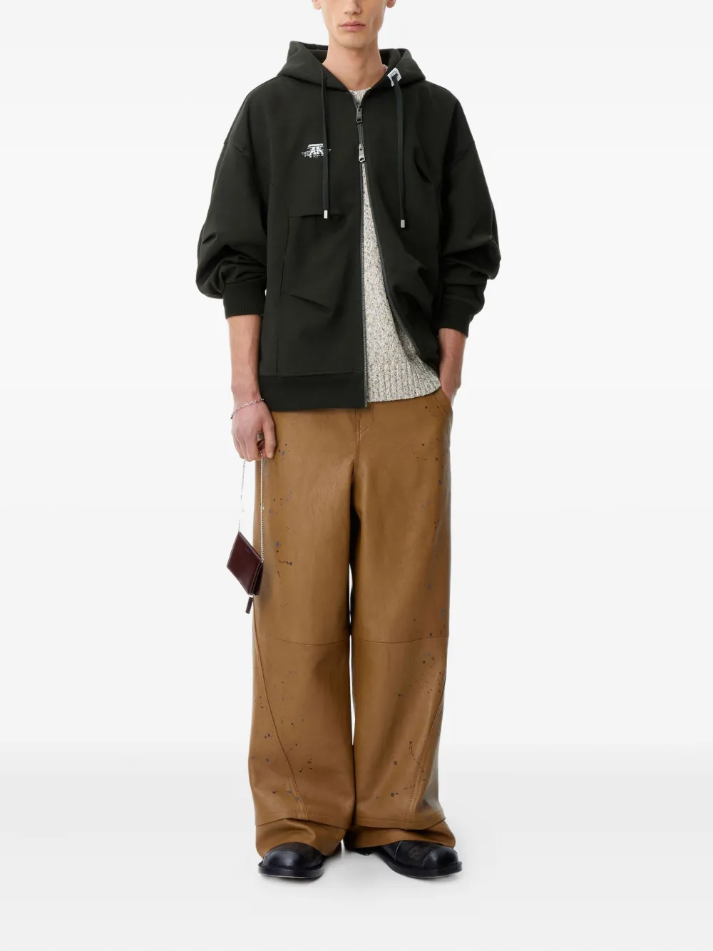 Ader Error Zip-up Hooded Sweatshirt In Gray