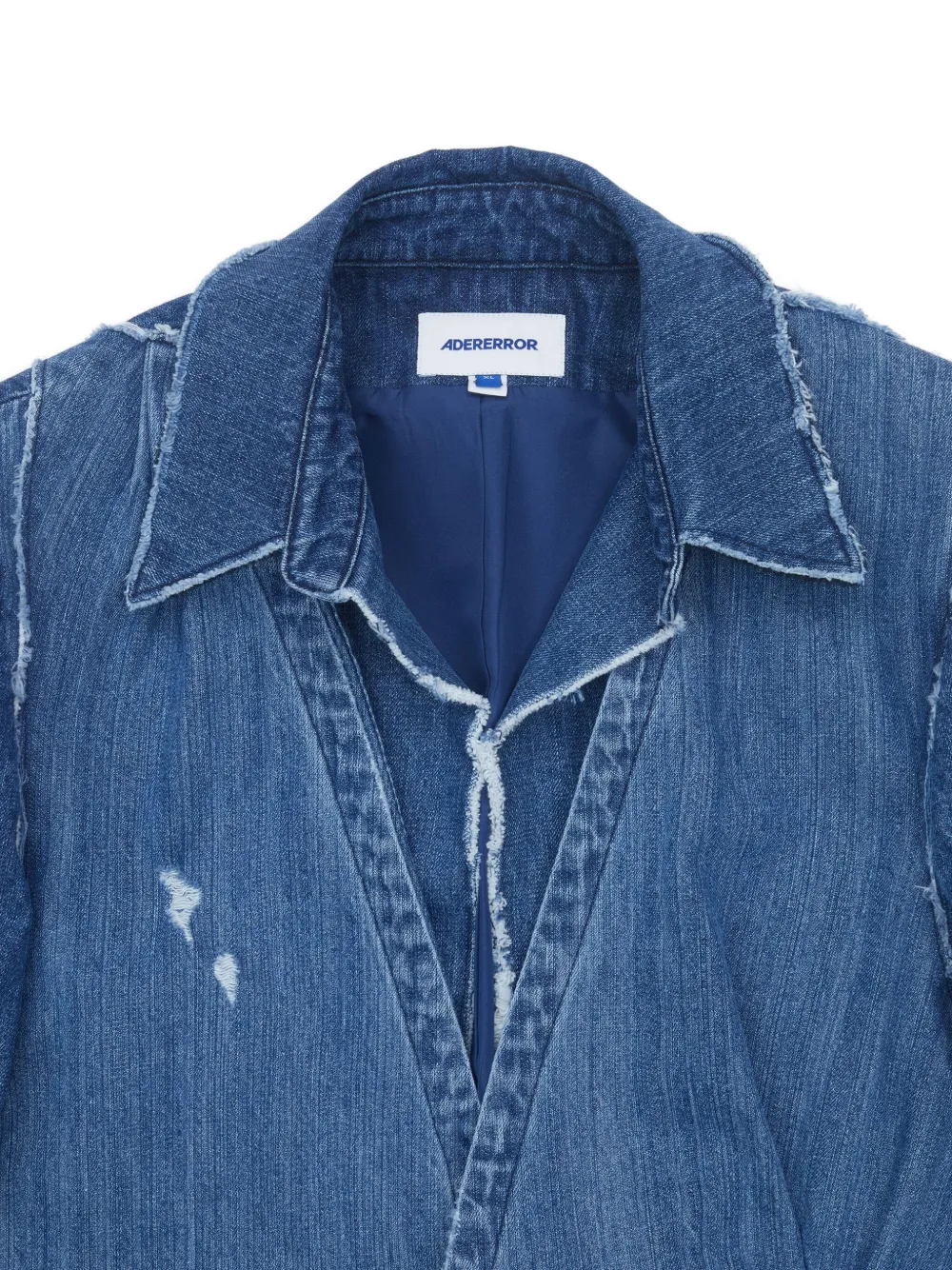 Ader Error Frayed Denim Jacket In Blue