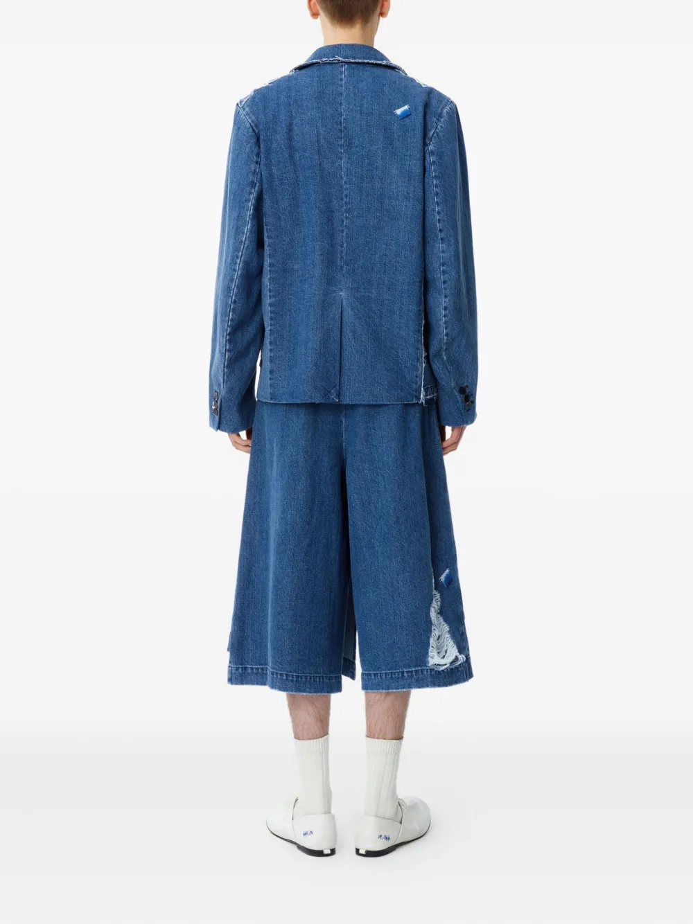 Ader Error Frayed Denim Jacket In Blue