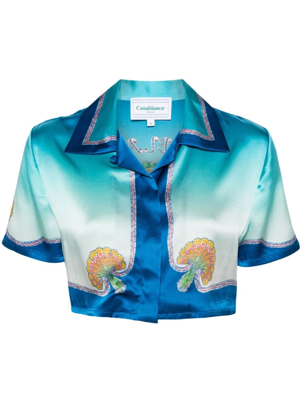 Casablanca graphic-print silk shirt Blauw