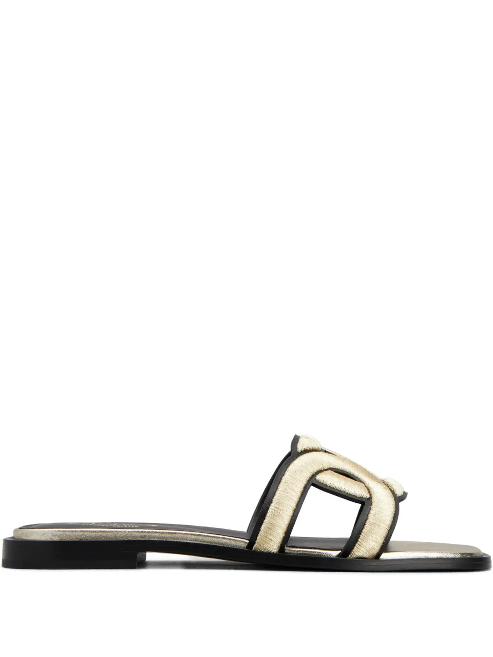 Tod's embroidered-stap flat sandals | Gold | Image 1