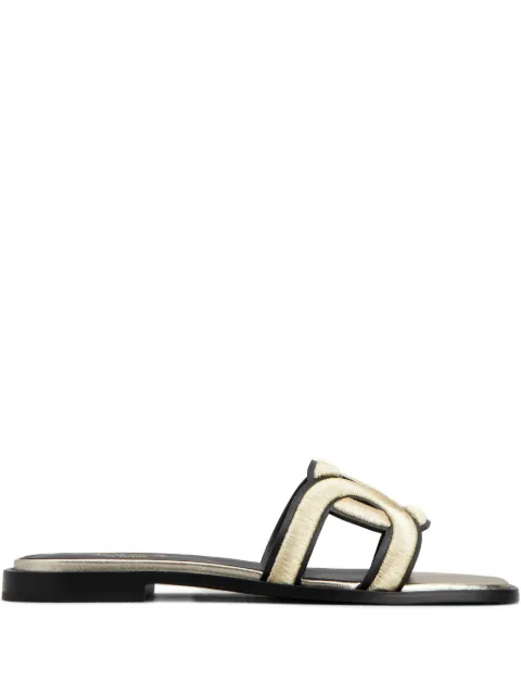 Tod's embroidered-stap flat sandals