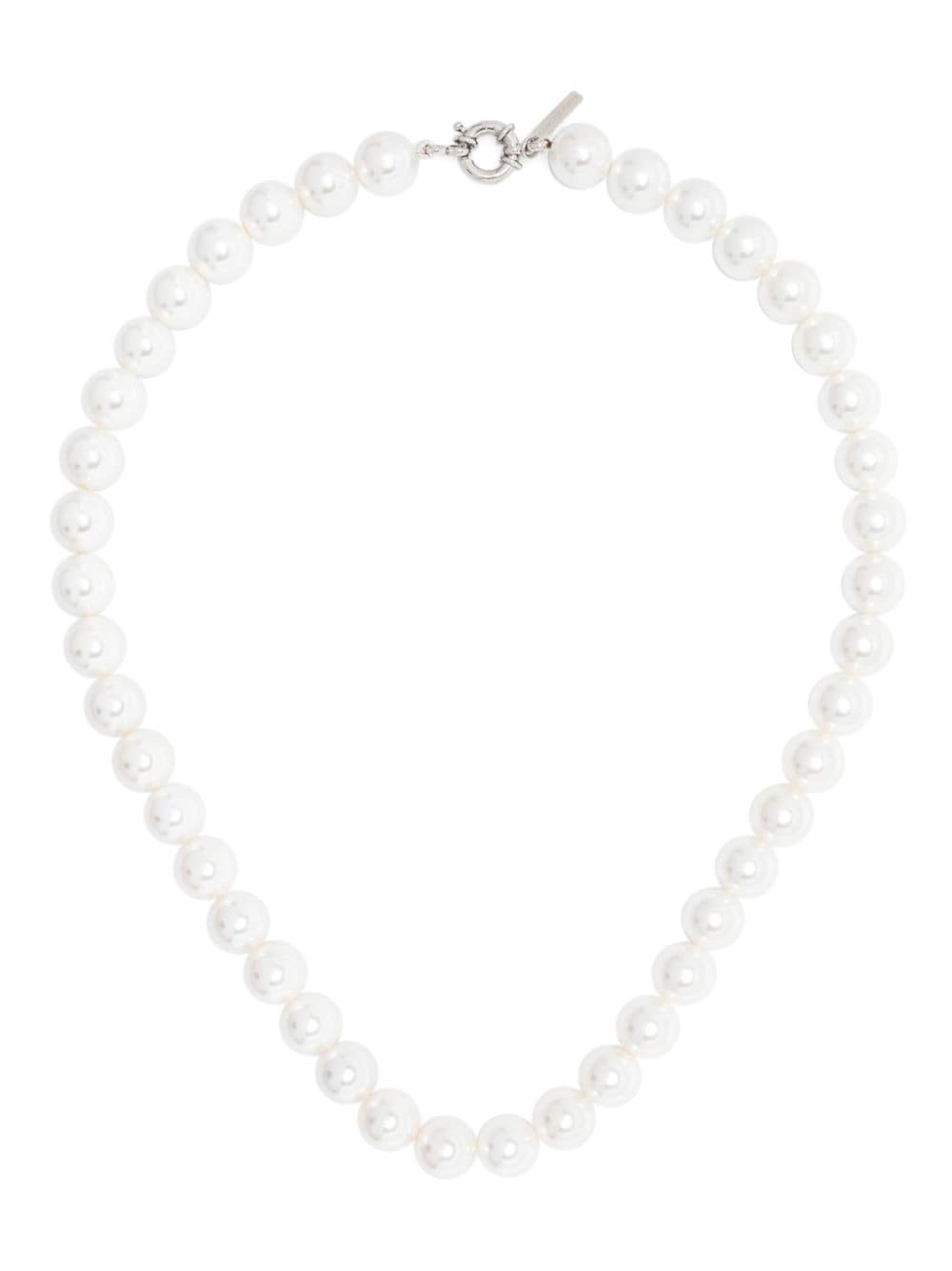 Image 1 of Ernest W. Baker logo-plaque pearl necklace
