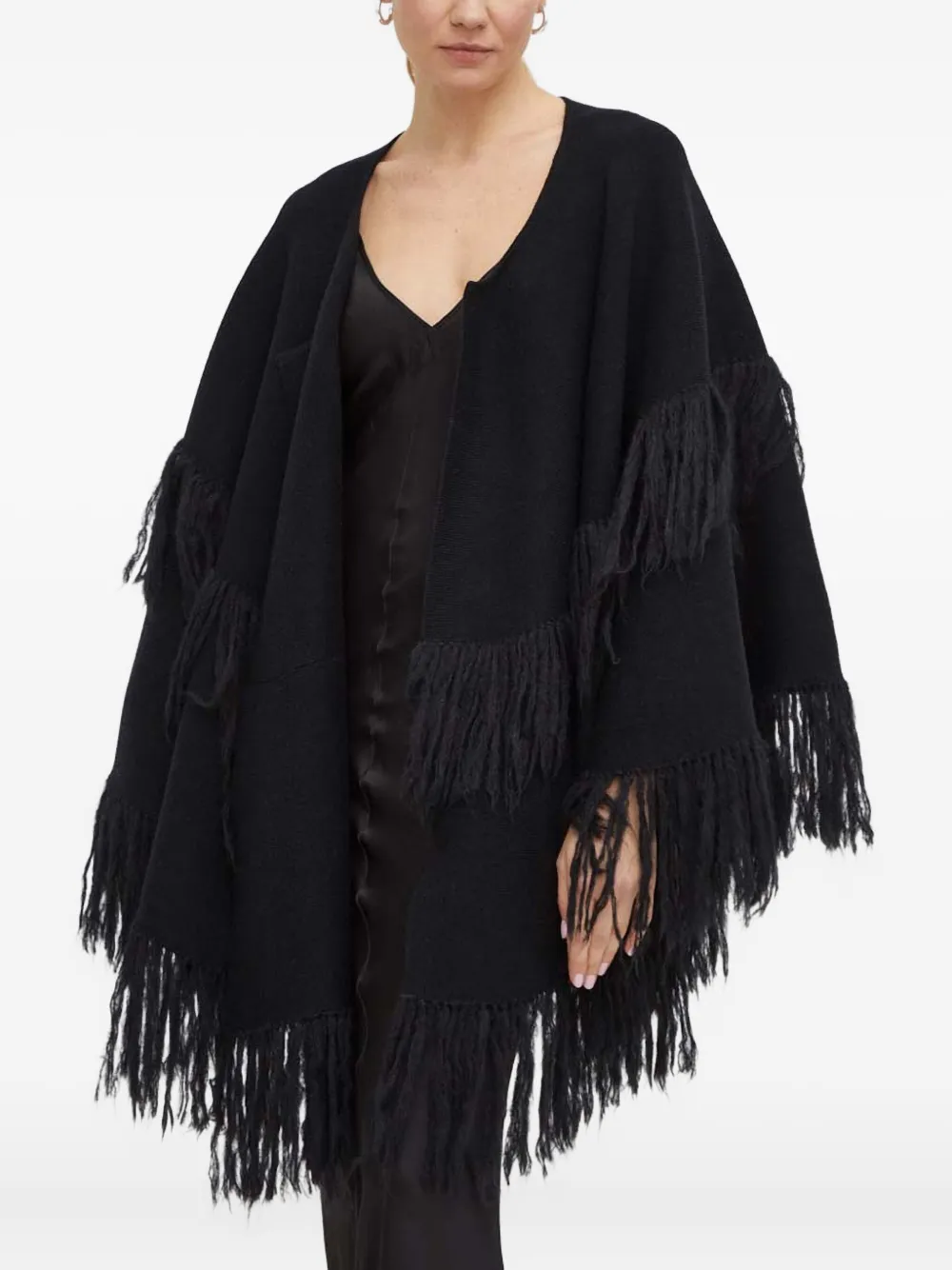 By Malene Birger Fringed Cape In Black