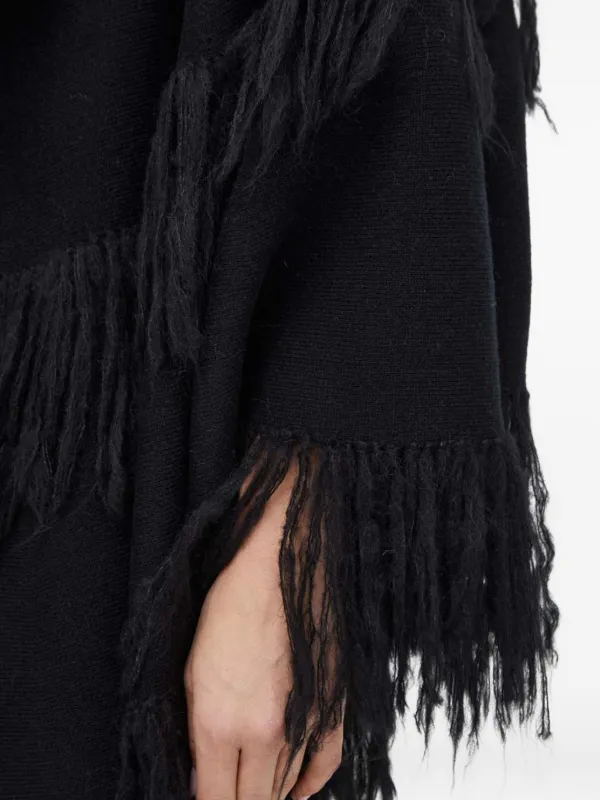 By Malene Birger Fringed Cape | Black | FARFETCH ZA