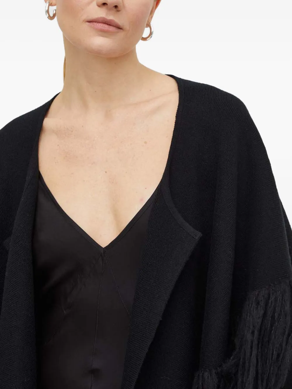 By Malene Birger Cape met franje Zwart