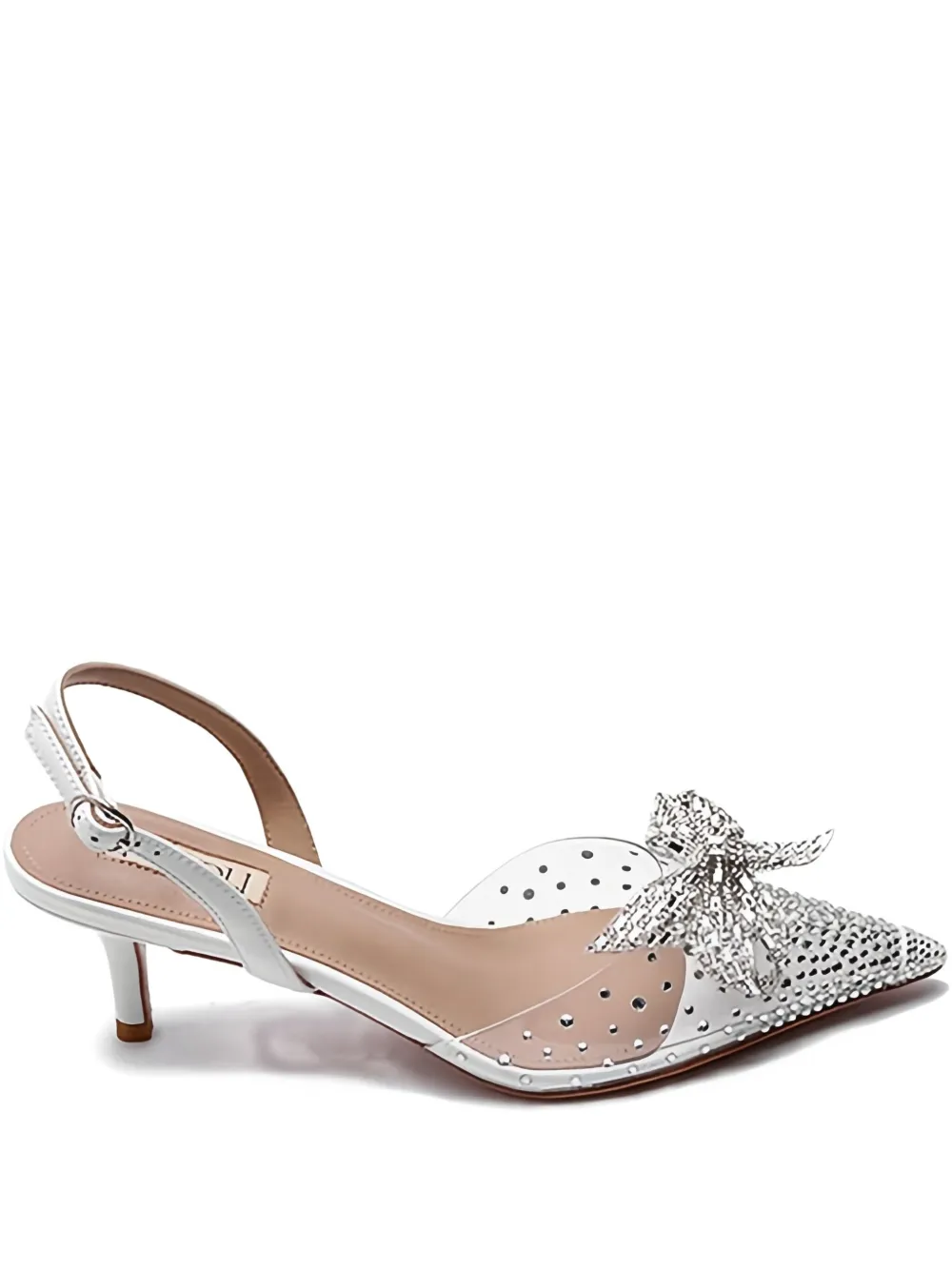 NICOLI 50mm Trudi crystal-embellished bow pumps Grey