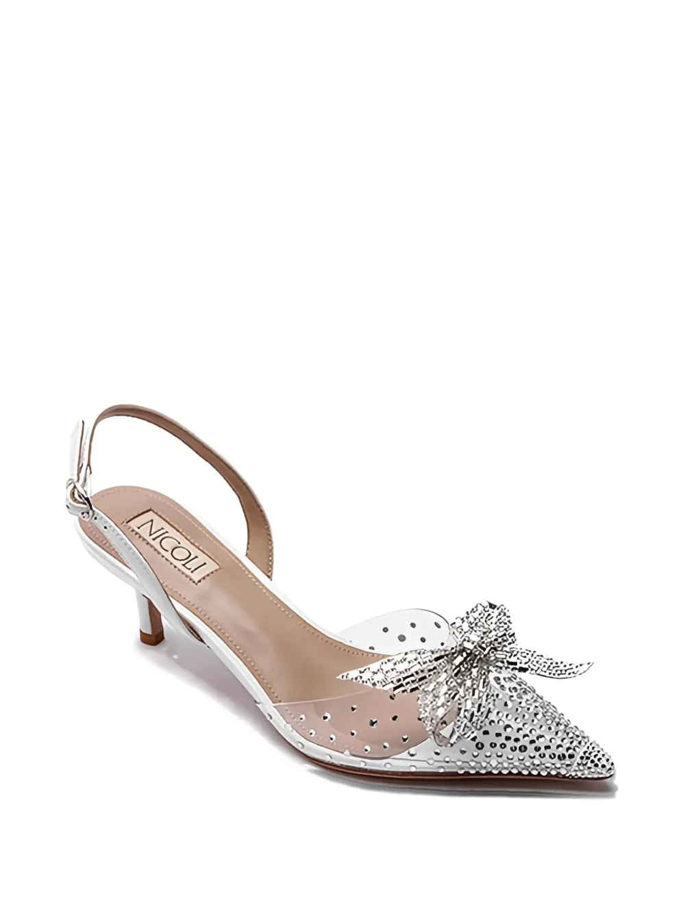 NICOLI 50 mm Trudi pumps verfraaid met kristallen strik Grijs