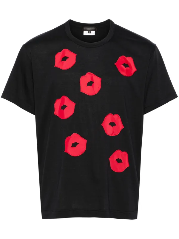 Comme Des Garcons Homme Plus Lips applique Jersey T shirt Black FARFETCH IN