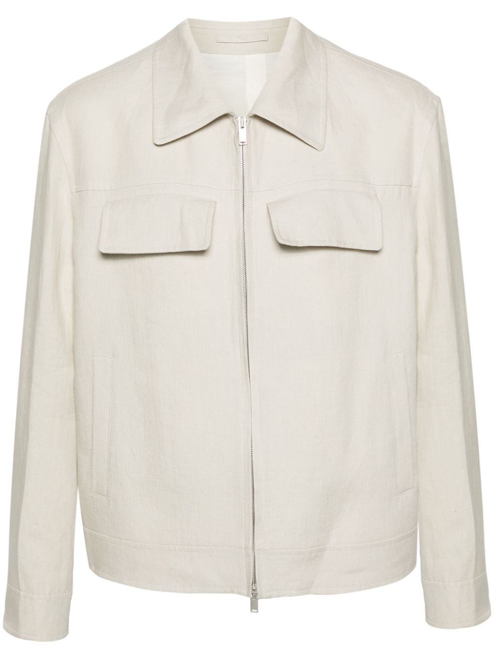 Lardini linen chambray zipped jacket Beige