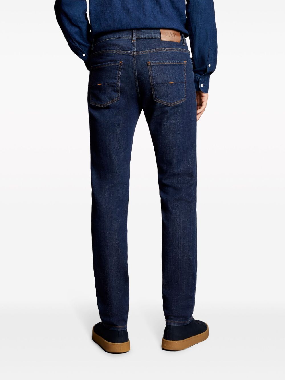 Shop Fay Logo-appliqué Slim-fit Jeans In Blue