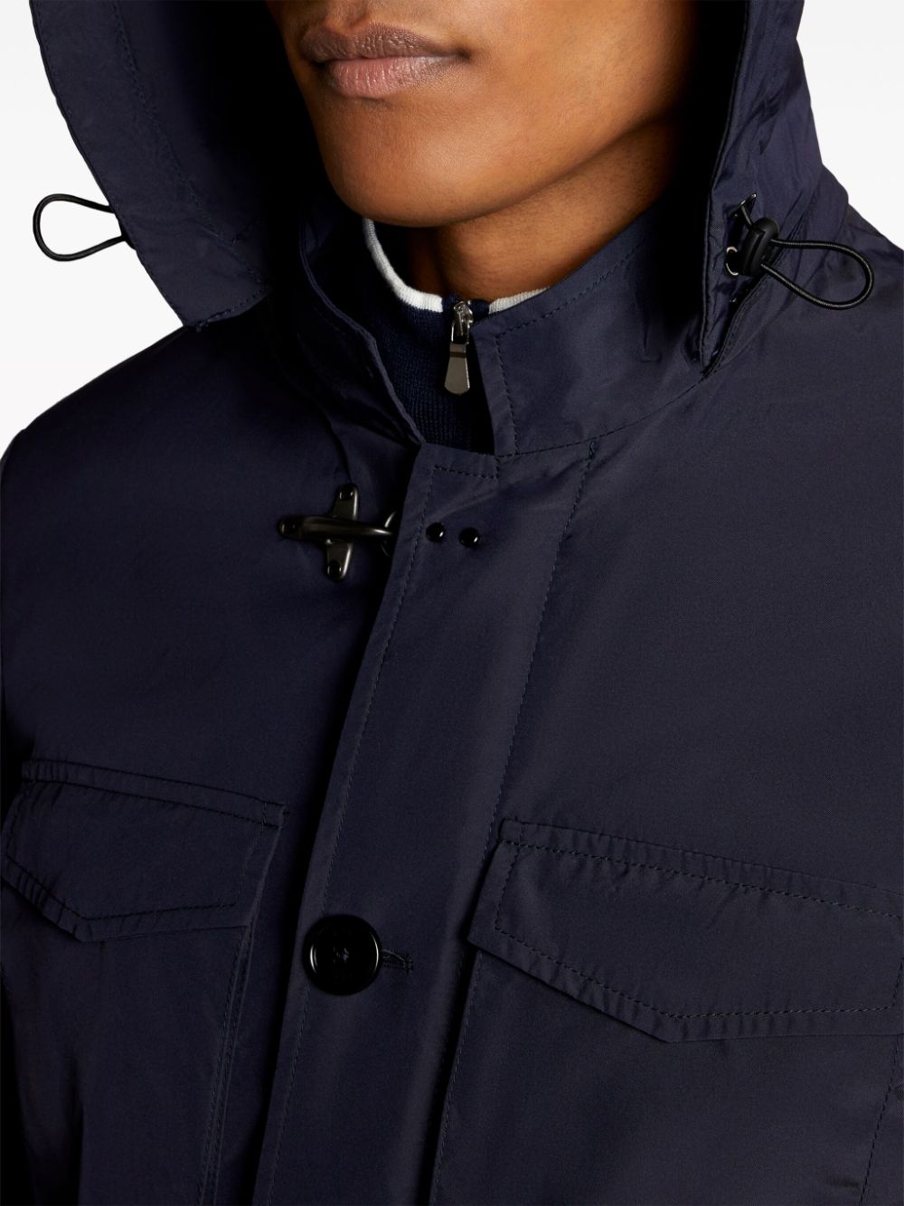 Shop Fay Hooded Taffeta Jacket In Blau