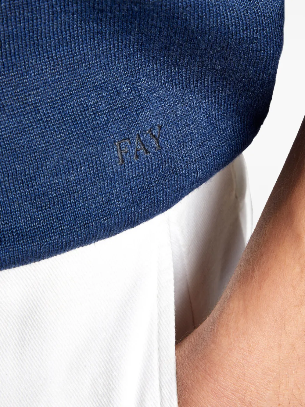 Fay Poloshirt met geborduurd logo Blauw