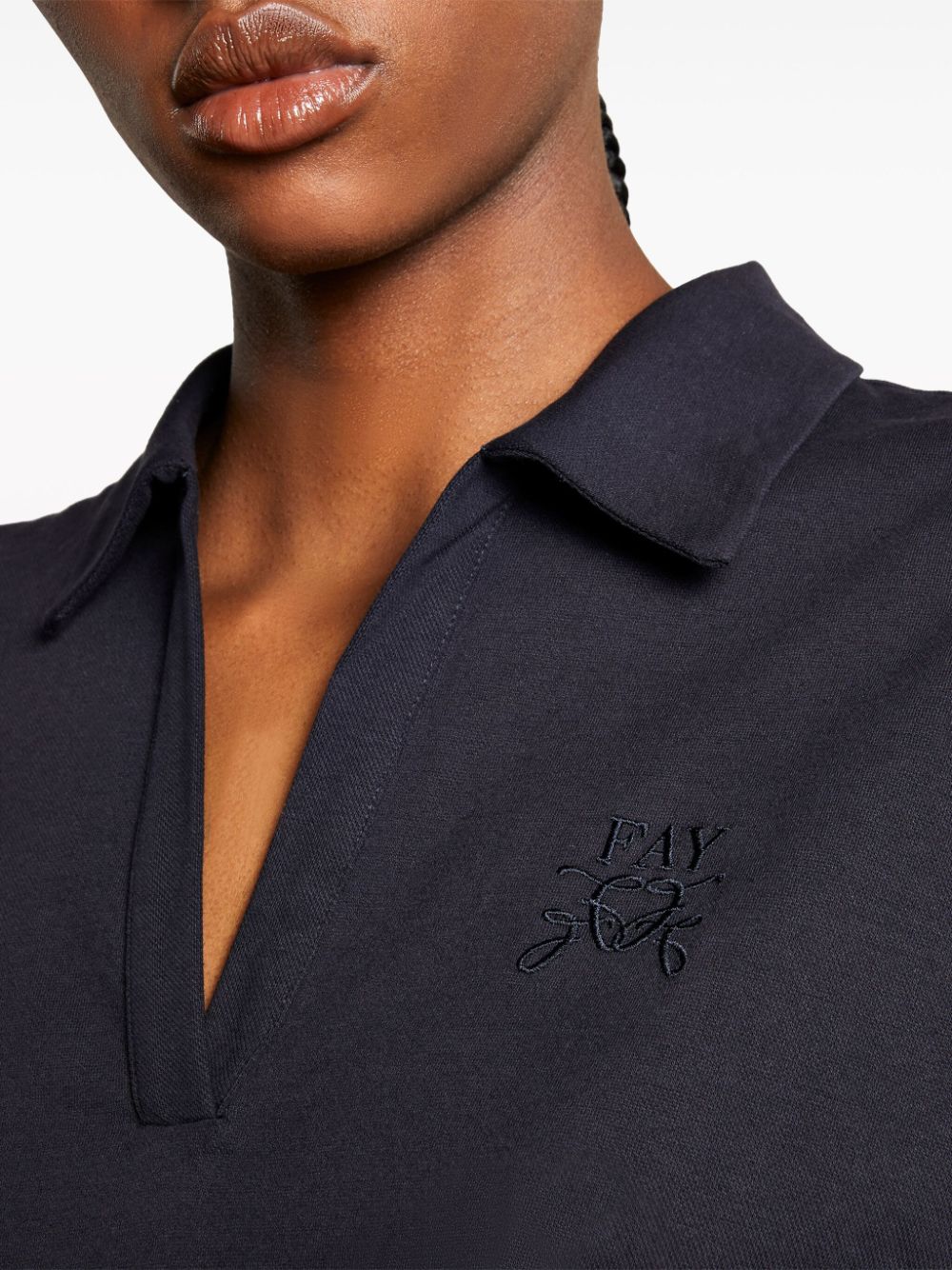 Shop Fay Logo-embroidered Piqué Polo Shirt In Blue