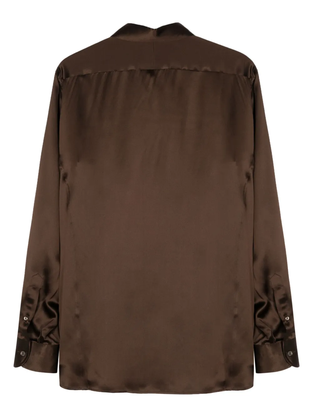 Shop Tom Ford Long-sleeve Silk Shirt In Brown