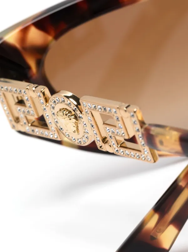 送料関税込◆VERSACE グレカ ストラス キャットアイ サングラス グレカ ストラス キャットアイ サングラス ブラック,ゴールド
