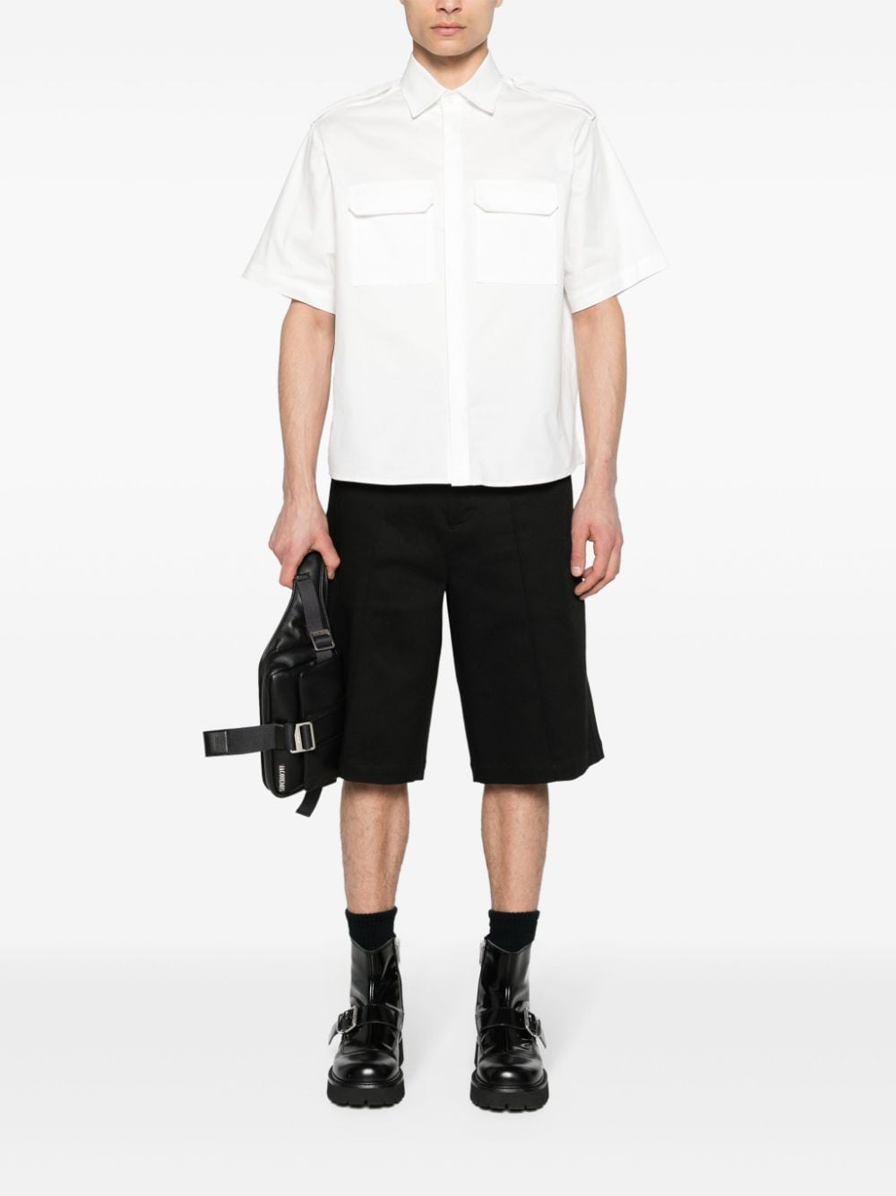 Shop Neil Barrett Short-sleeve Poplin Shirt In 白色
