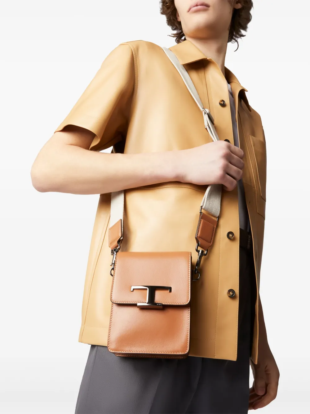 Tod's T Timeless messengertas - Bruin