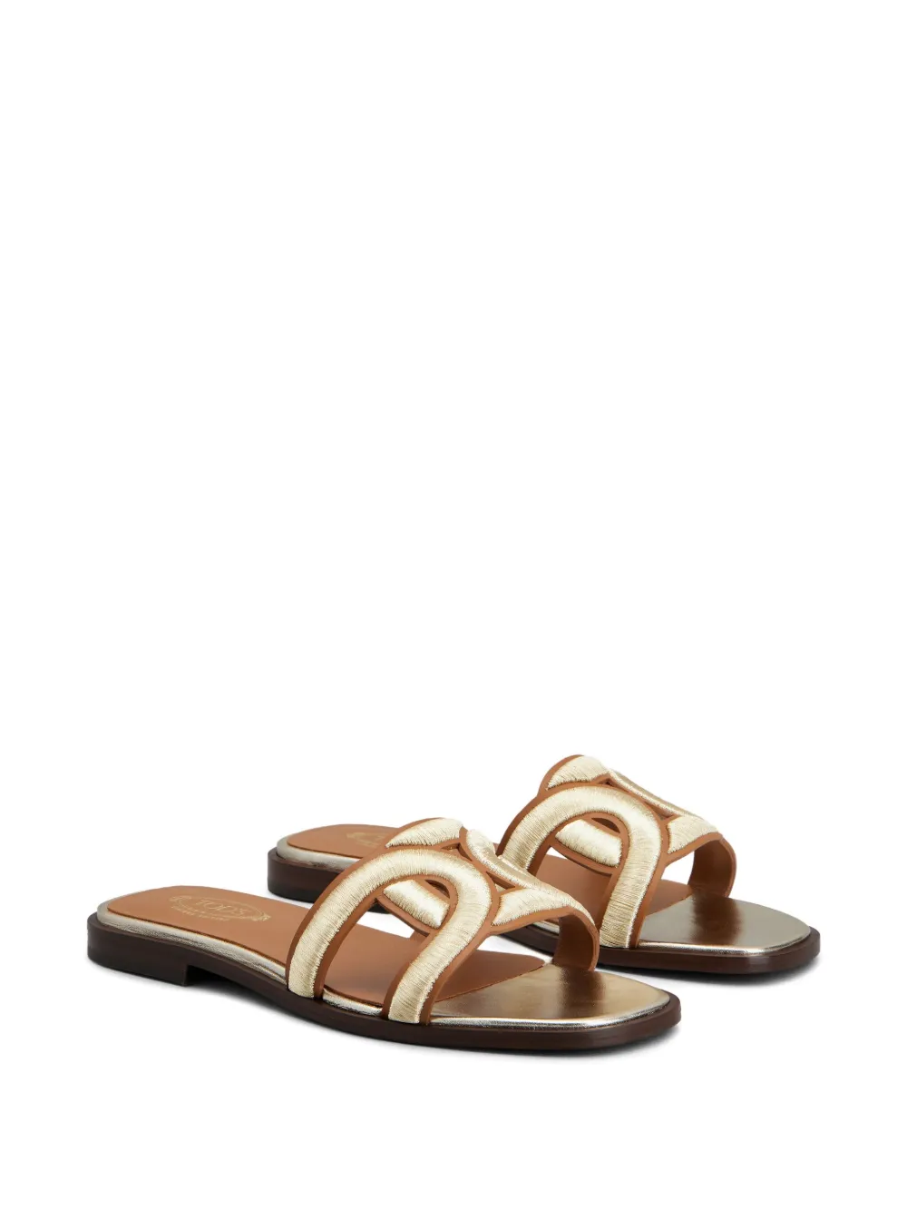 Tod's embroidered-strap leather sandals | Flat Sandals | Image 2