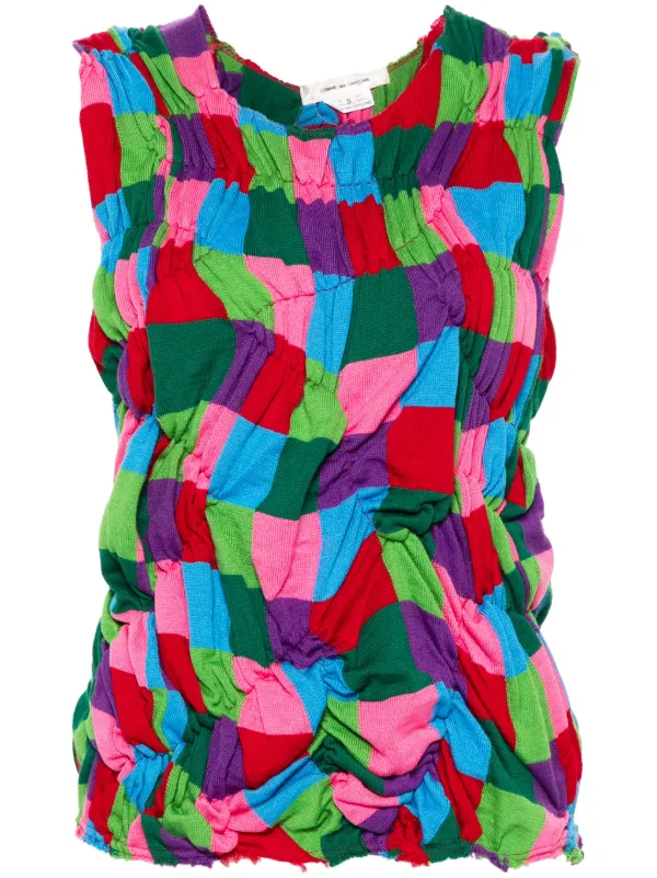 Comme des Garçons Ruched Knitted Top in Green