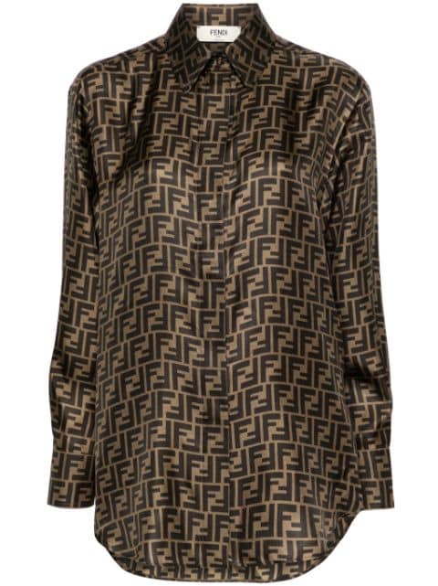 FENDI FF-logo print silk shirt