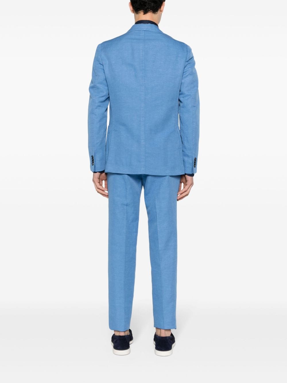 Shop Incotex Single-breasted Linen Blend Suit In Blue